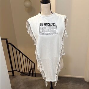White Fringe Sleeveless Top